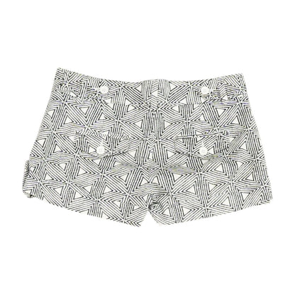 White Geometric Shorts