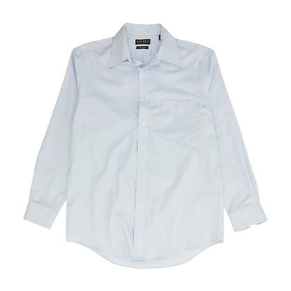 Blue Solid Long Sleeve Button Down
