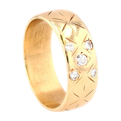 1/6 Ct 14K Gold Vintage Style Gypsy Set Diamond Wide Band