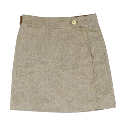 Brown Herringbone Mini Skirt