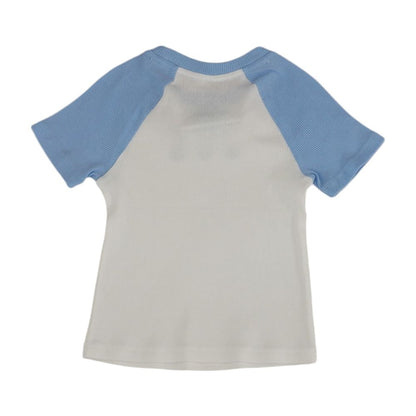 White Color Block Crewneck Knit Top