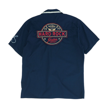 Navy Solid Short Sleeve Button Down