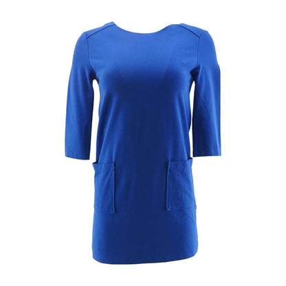 Blue Solid Midi Dress