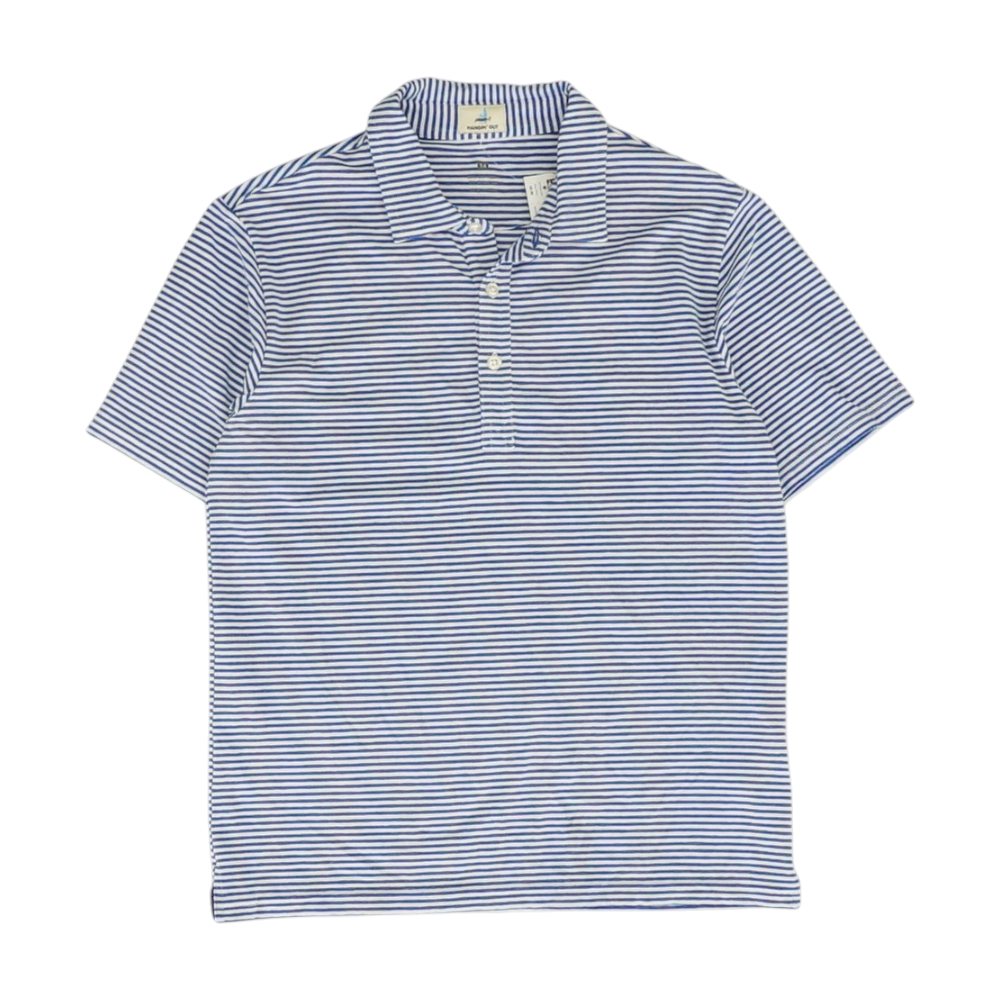 Blue Striped Short Sleeve Polo
