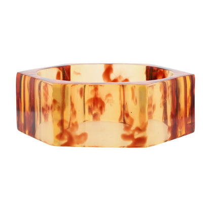 Lucite Hexagon Faux Tortoise Shell Bangle Bracelet