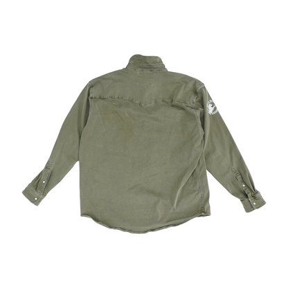 Green Solid Flannel Button Down