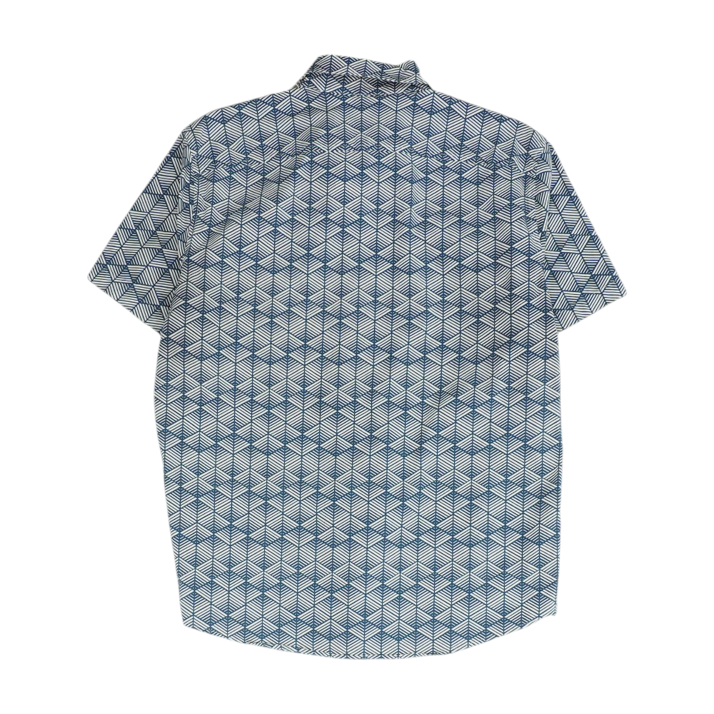 Blue Abstract Short Sleeve Button Down
