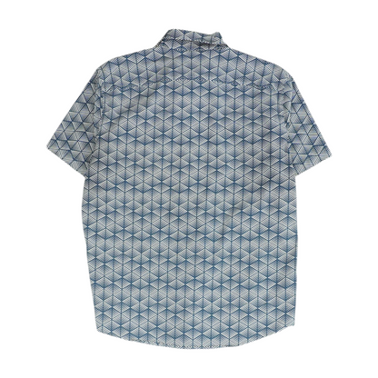 Blue Abstract Short Sleeve Button Down