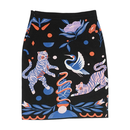Black Print Mini Skirt