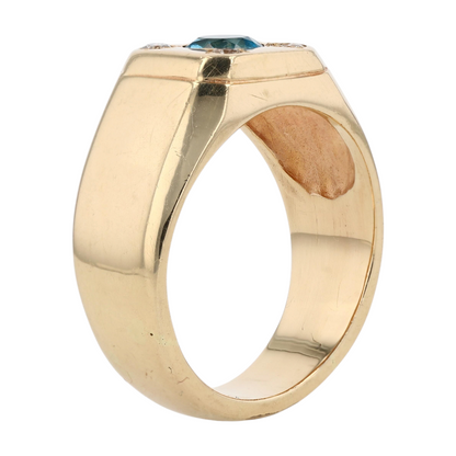 14K Yellow Gold Blue Stone Fashion Ring