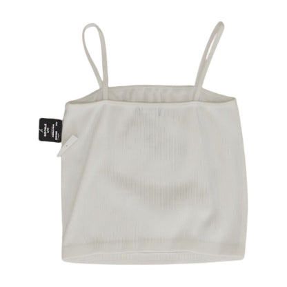 White Solid Cropped Tank Top