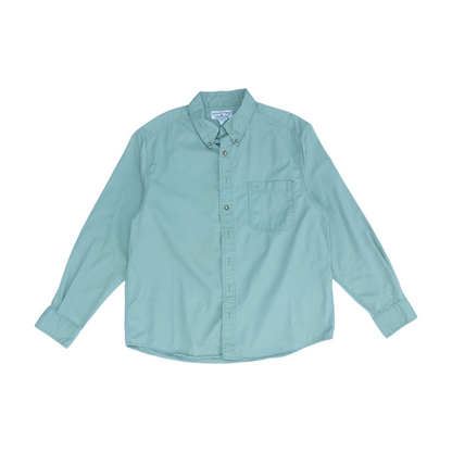 Green Solid Long Sleeve Button Down