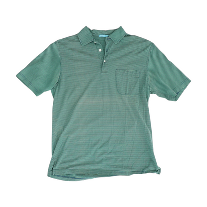 Green Striped Short Sleeve Polo