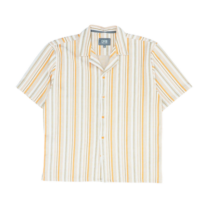 Orange Striped Short Sleeve Button Down