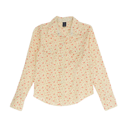 Beige Floral Button Down