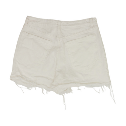 White Solid Denim Shorts