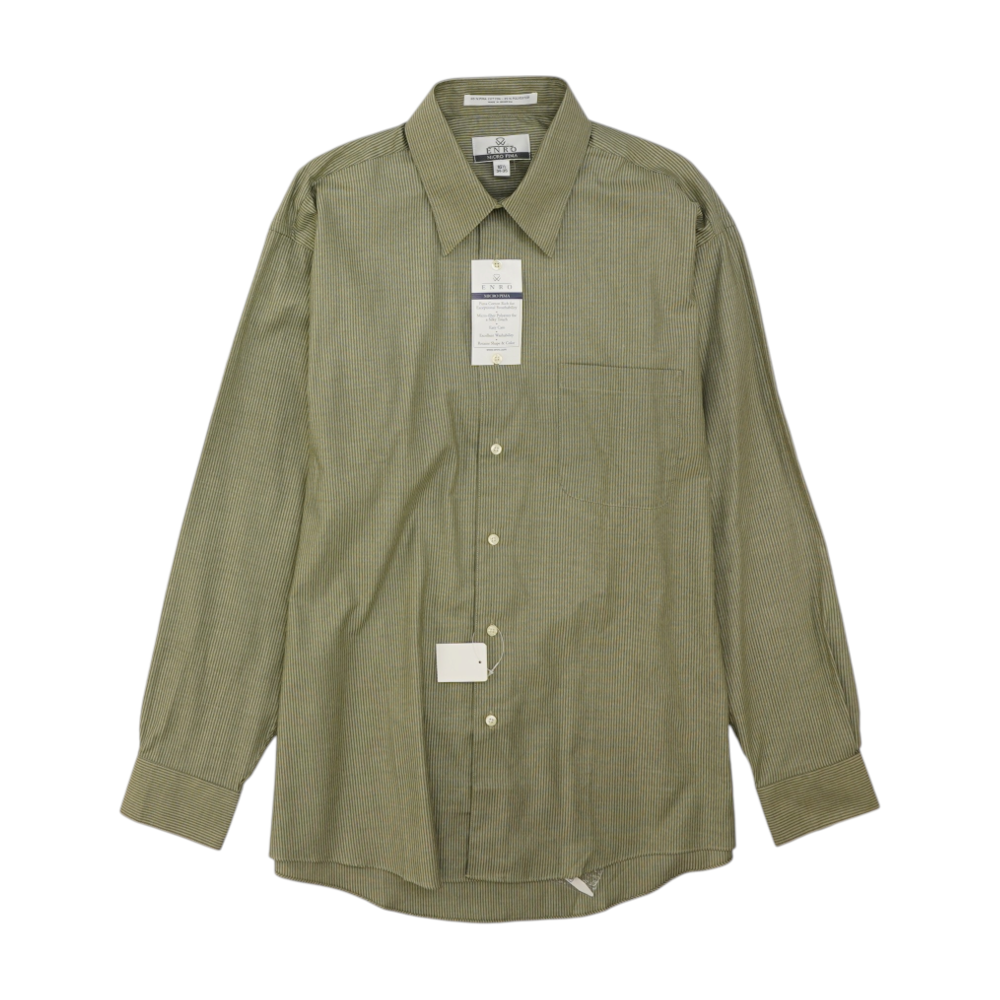 Green Striped Long Sleeve Button Down