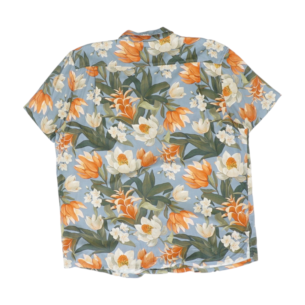Blue Floral Short Sleeve Button Down