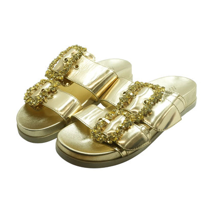 Gold Embellished Slide Sandals