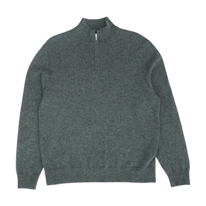 Gray Solid 1/4 Zip Sweater