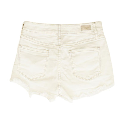 White Solid Denim Shorts