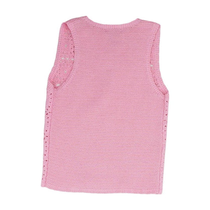 Pink Solid Cardigan Sweater