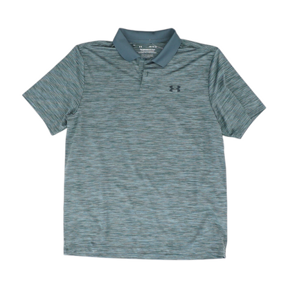 Gray Striped Short Sleeve Polo