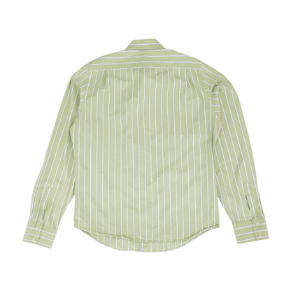 Green Striped Long Sleeve Button Down