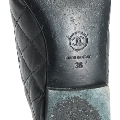 Black Quilted Ballet Flats in Aged Calfskin Leather