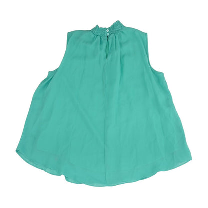 Green Embroidery Detail Sleeveless Blouse