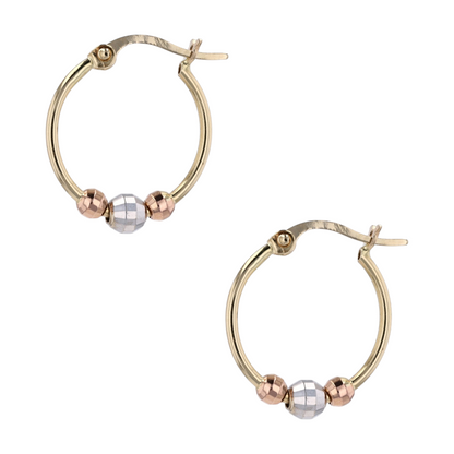 14K Tri-Tone Gold Hoop Earrings