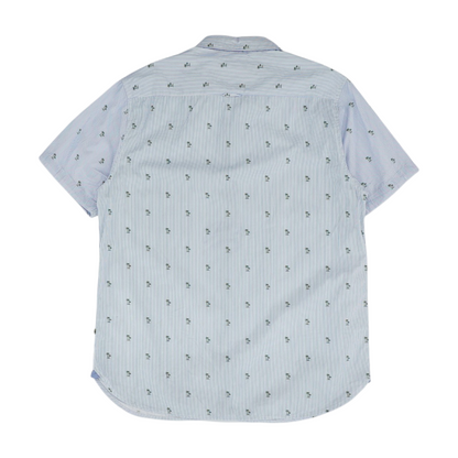 White Striped Short Sleeve Button Down