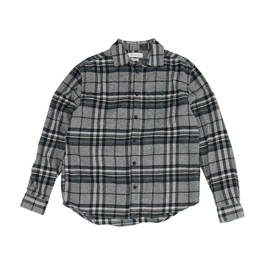 Gray Plaid Flannel Button Down