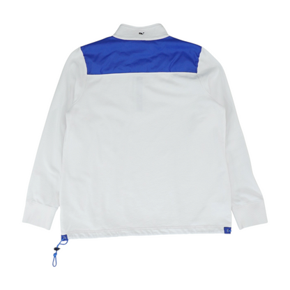 White Color Block 1/4 Zip Pullover