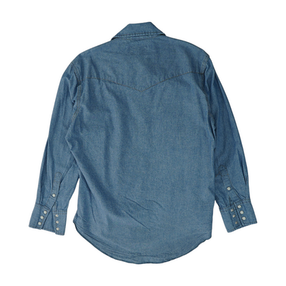 Blue Solid Long Sleeve Button Down