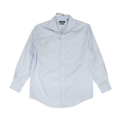 Blue Solid Long Sleeve Button Down