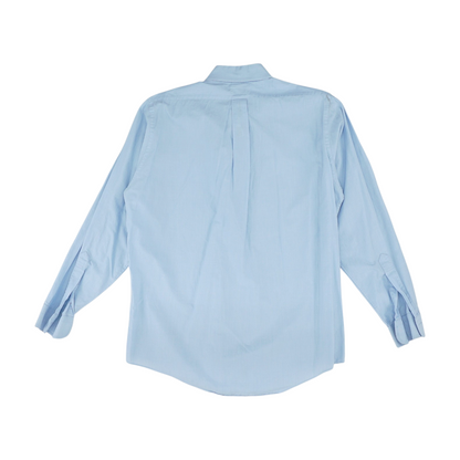 Blue Solid Long Sleeve Button Down