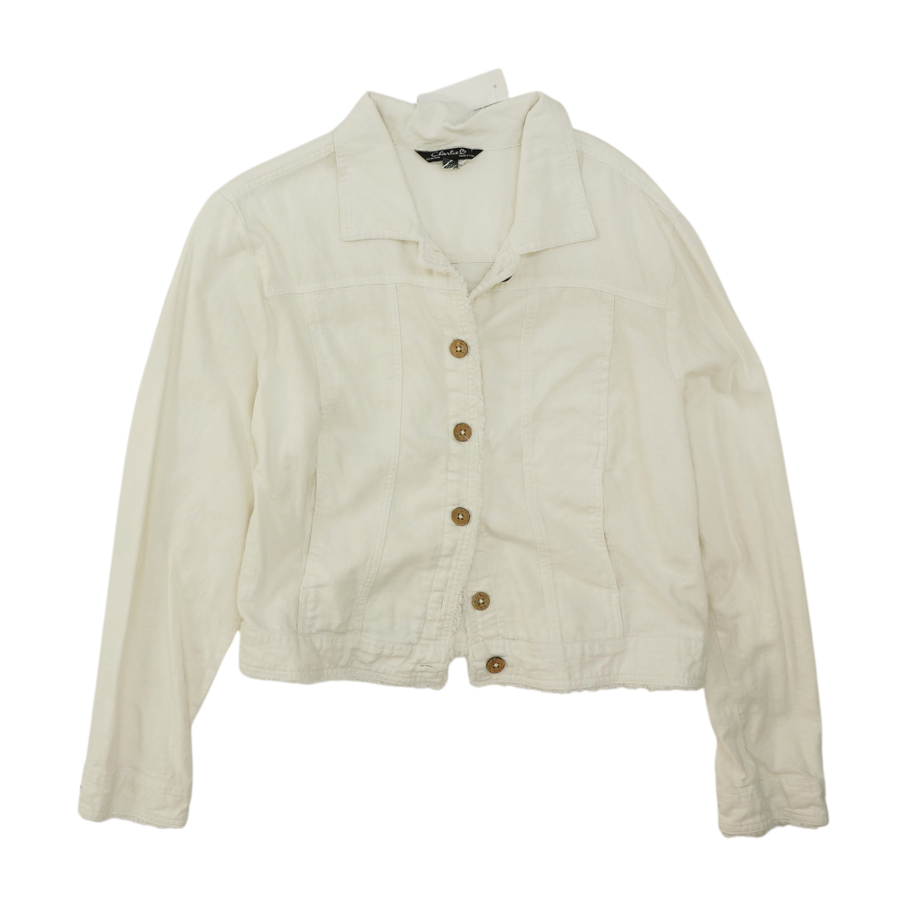 White Solid Denim Jacket