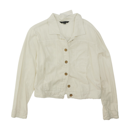 White Solid Denim Jacket