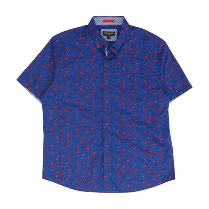 Blue Print Short Sleeve Button Down