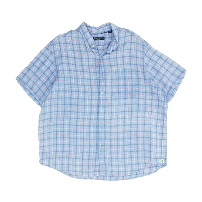 Blue Plaid Short Sleeve Button Down