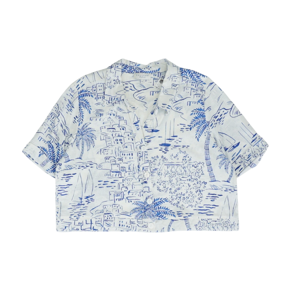 White Print Button Down