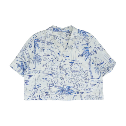 White Print Button Down
