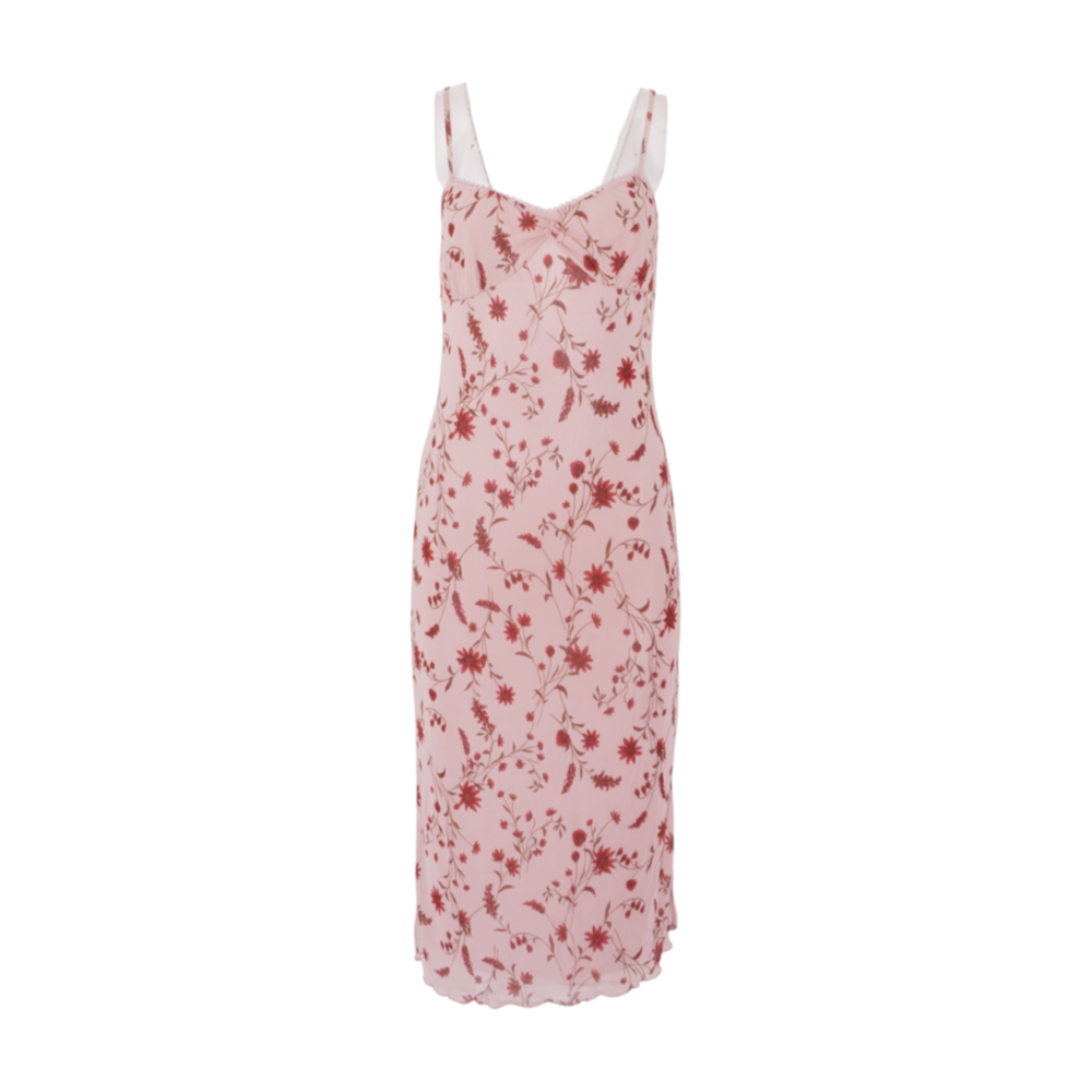 Pink Floral Midi Dress