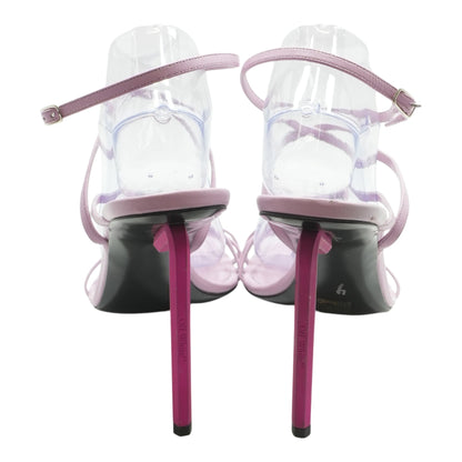 2013 Pink Leather Strappy Hexagonal Heel Sandals