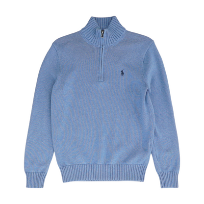 Blue Solid 1/4 Zip Sweater