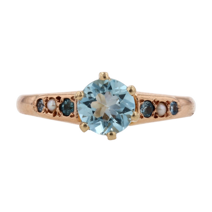 10K Yellow Gold Blue Stone Fashion Ring
