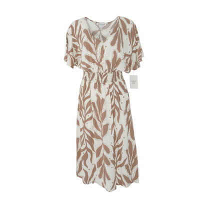 Beige Print Midi Dress