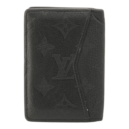 Black Pocket Organizer in Shadow Leather