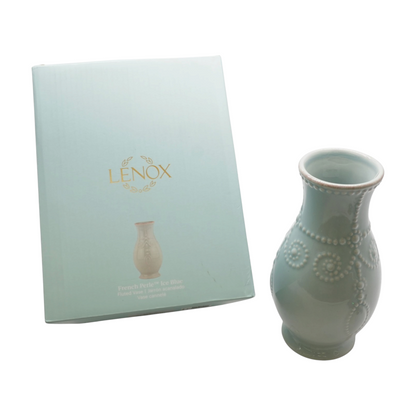 French Perle Ice Blue Fluted Vase